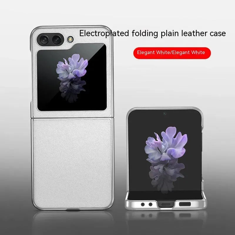 Galaxy Zflip5 Plain Leather Foldable Screen Phone Case - Bellarte Enchanté Galaxy Zflip5 Plain Leather Foldable Screen Phone Case